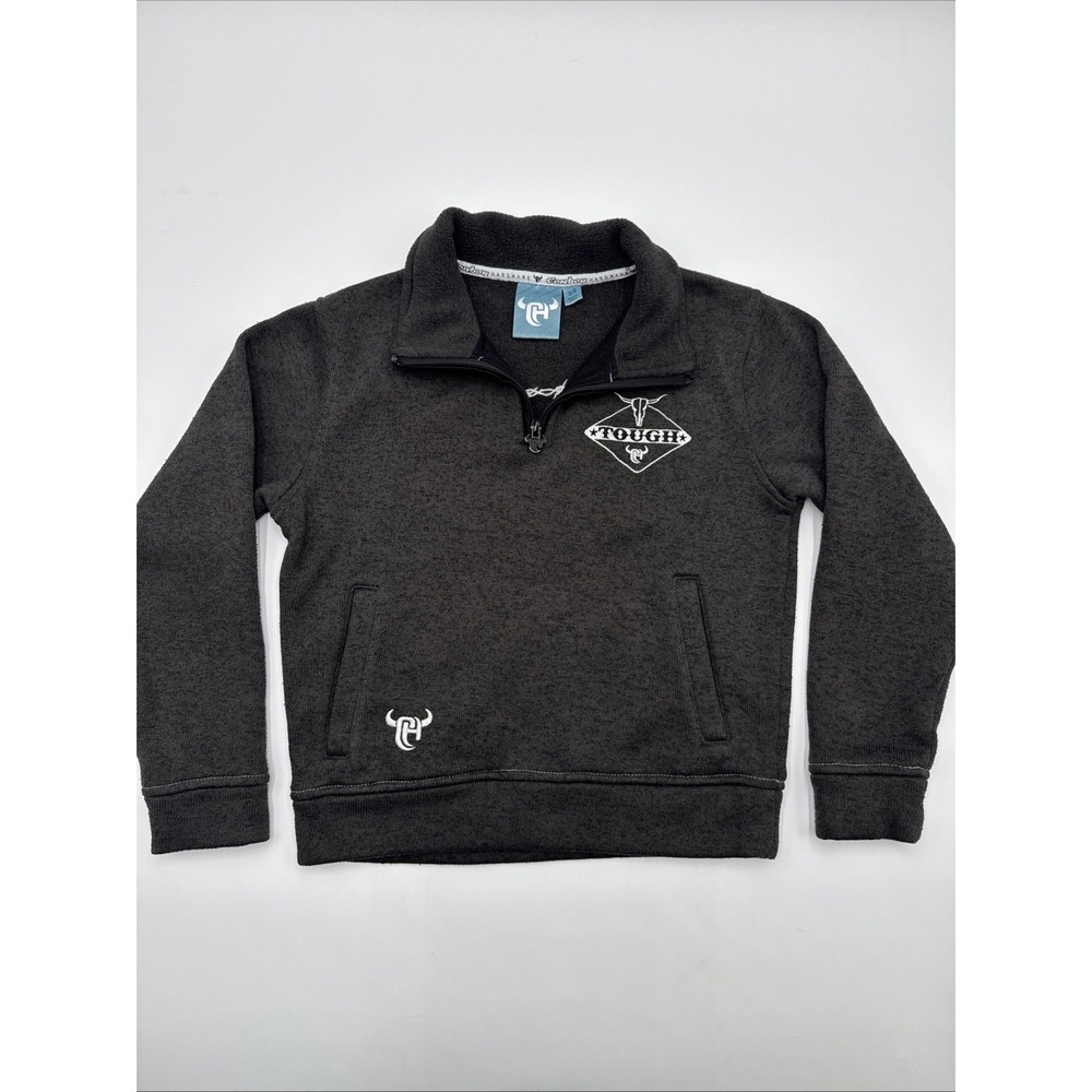Youth Cowboy Hardware Charcoal Gray 1/4 Zip Size 6 Small Roper Tough Pullover